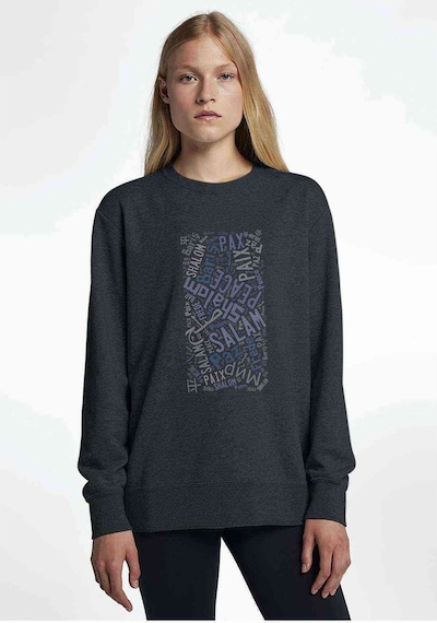 Barış Tüm Diller Baskılı Füme Antrasit Kadın Sweatshirt