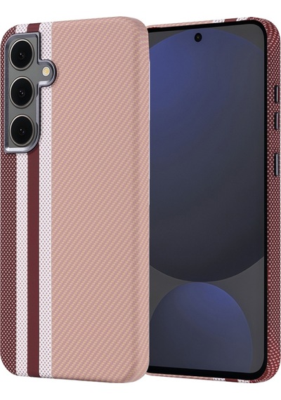 Samsung Galaxy Uyumlu S24 Fe Kılıf Ultra İnce Karbon Tasarımlı Ve Magsafeli Cabix Premium Kapak Gold