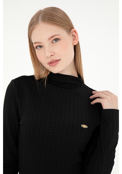 U.S. Polo Assn. Kadın Siyah Dik Yaka Sweatshırt 50292421-VR046