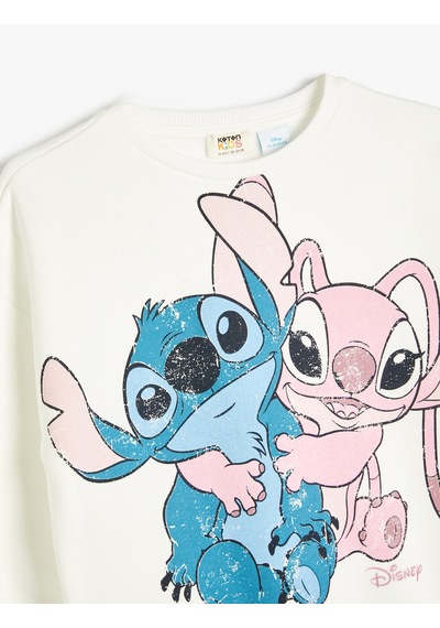 Koton Stitch Sweatshirt Lisanslı Uzun Kollu Bisiklet Yaka Ekru 5wkg10438ak Ekru