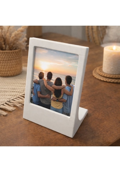 Masaüstü Instax Uyumlu Fotoğraf Standı Dekoratif Sevgili Çift Çerçevesi Beyaz