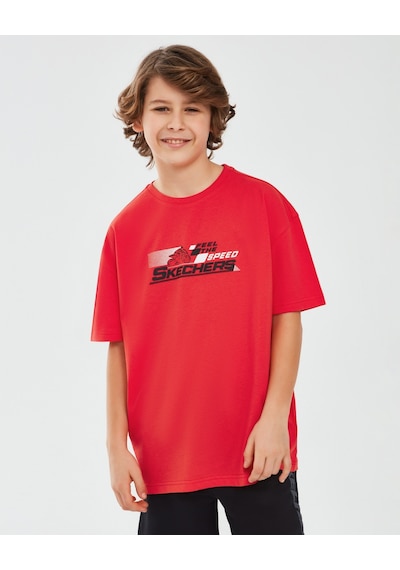 Skechers Graphic Tee B Short Sleeve Büyük Erkek Çocuk Kırmızı Tshirt Sk241020-600