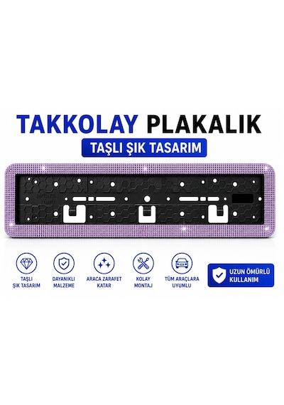 Plakalık Takkolay Taşlı Mor 1 Adet Plakalık