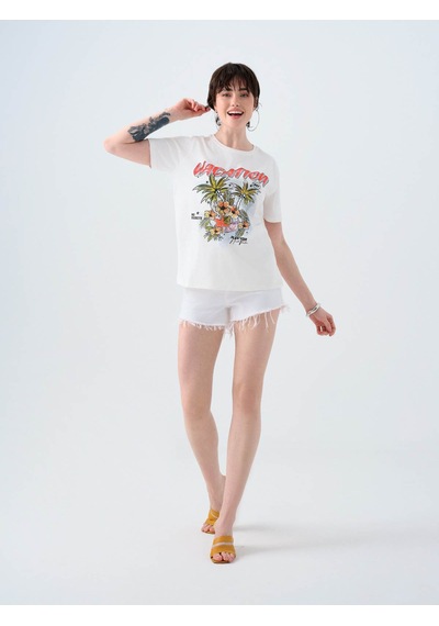 Loft Beyaz Kadın T-shirt Lf2040163 Beyaz