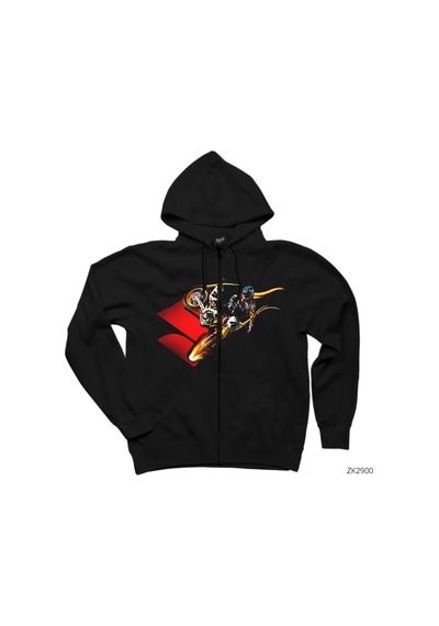 Suzuki Four Siyah Fermuarlı Kapşonlu Sweatshirt