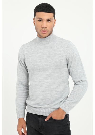 Dufy Erkek Slim Fit Yarım Balıkçı Yaka Gri Melanj Triko-18500
