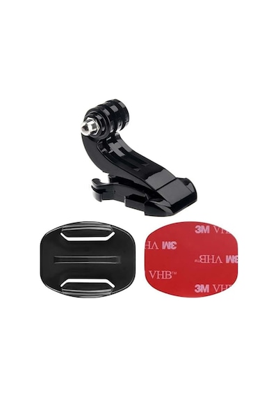 Gplus Bs03yj 3 Parça Flat Zemin Düz Yüzey J-hook Aksiyon Kamera 3m Yapışkanlı Motor Kask Bağlantı Seti Siyah