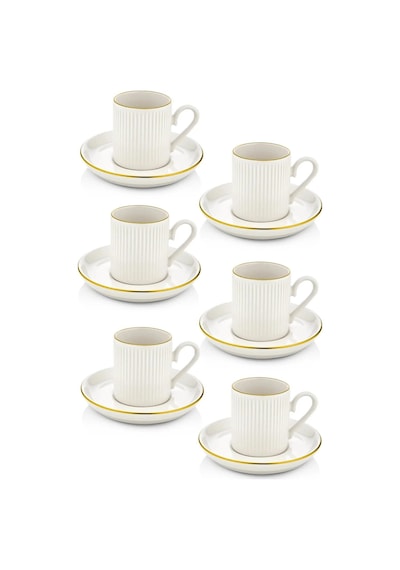 12 Parça 6 Kişilik Porselen Kahve Fincan Takımı 100 Ml Beyaz