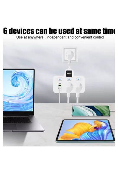 Vtn-503 Akım Korumalı Duvar Tipi Priz 2x Usb 2x Priz Typce 20w