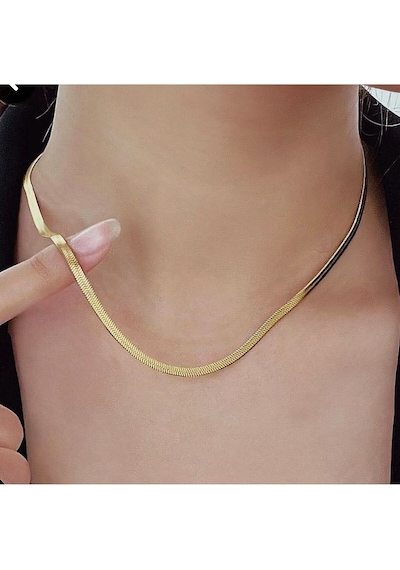 İtalyan Ezme Çelik Zincir Kolye Gold Renk Çelik Kolye Unisex Ürün Çok Renkli