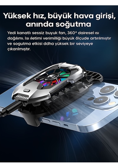Rgb Işıklı Mobil Cep Telefon Radyatör Fanı Youtube Canlı Yayın Tiktok Gamer Soğutucu