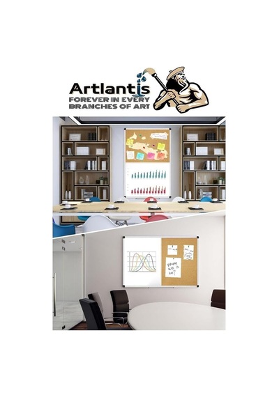 Artlantis Çift Fonksiyonlu Yazı Tahtası Ve Mantar Pano 45x60 Cm 1 Adet Alüminyum Çerçeveli Mantar Panolu Yazı Tah Genel