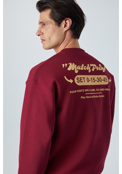 Grımelange SINNER Erkek Yumuşacık Kumaşlı Bordo Sweatshirt