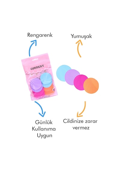 Connert Yuvarlak Renkli Makyaj Süngeri 8'li