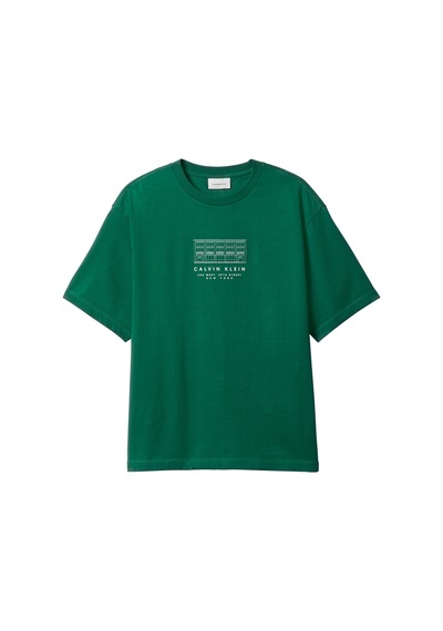 Jeans Bisiklet Yaka Baskılı Yeşil Erkek T-shirt Lv04rf823gl4g Yeşil T-shirt Yeşil