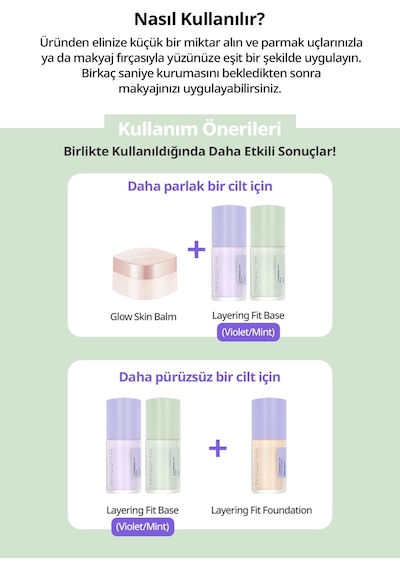 Missha Pürüzsüzleştiren Nemlendirici Makyaj Bazı Layering Fit Base Mint
