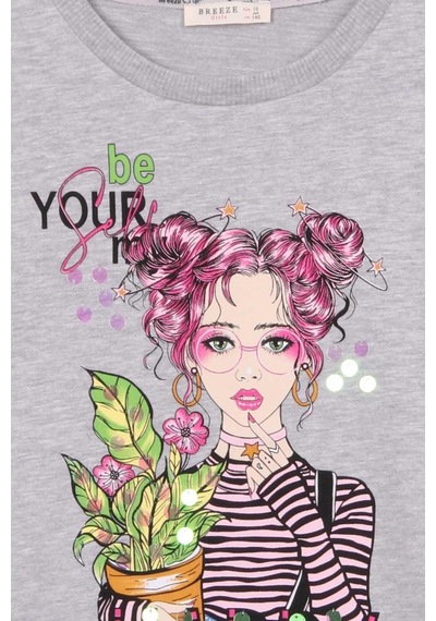 Breeze Kız Çocuk Uzun Kollu Tişört Portre Kız Baskılı 10-14 Yaş, Gri Melanj-gri Melanj Gri Melanj Breeze Kız Çocuk Uzun Kollu Tişört Portre Kız Baskılı 10-14 Yaş, Gri Melanj-gri Melanj Gri Melanj