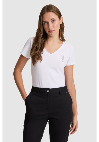 U.S. Polo Assn. U.s. Polo Assn. Kadın Beyaz Tişört Basic 50321817-vr013