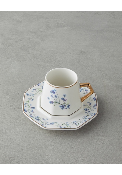 Lavendpetal New Bone China 12 Parça 6 Kişilik Kahve Fincan Takımı 80 Ml Mavi
