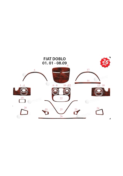 Fiat Doblo Torpido Kaplama 2001-2009 26 Parça Maun