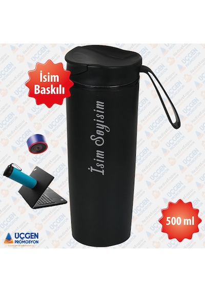 500ml Kişiye Özel Devrilmez Paslanmaz Çelik Termos Bardak  Beyaz
