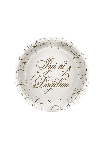Tabak Elegant İyi Ki Doğdun Beyaz Noktalı 23cm 6lı Lüks Doğum Günü Tabağı