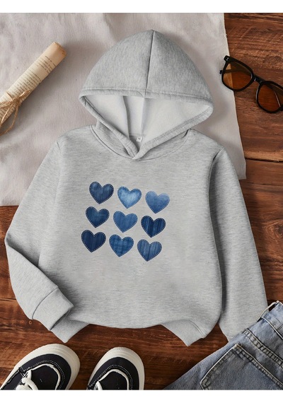 Uyguntarz Unisex Jean Kalp Desenli Baskılı Oversize Genel Gri