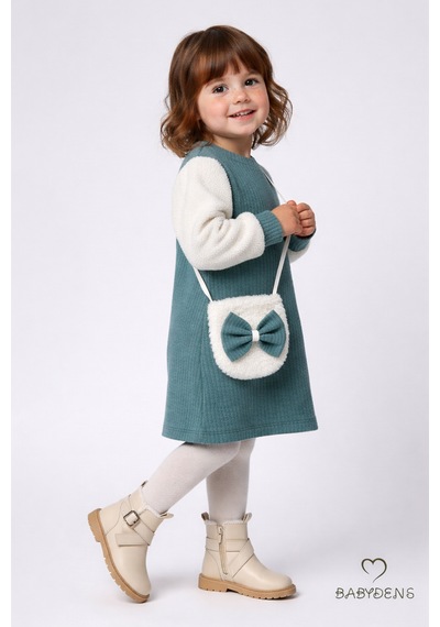 Babyden's Bayramlık Şık Ve Rahat Kız Bebek Elbise Çantalı Yumuşak Peluş Kollu Kışlık Çocuk Kombini Haki Babyden's Bayramlık Şık Ve Rahat Kız Bebek Elbise Çantalı Yumuşak Peluş Kollu Kışlık Çocuk Kombini Haki