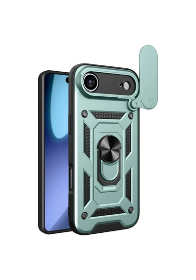 Apple Uyumlu  iPhone 17 Air Pars Lens Yüzüklü Silikon - Yeşil 0.2M-Çok Renkli