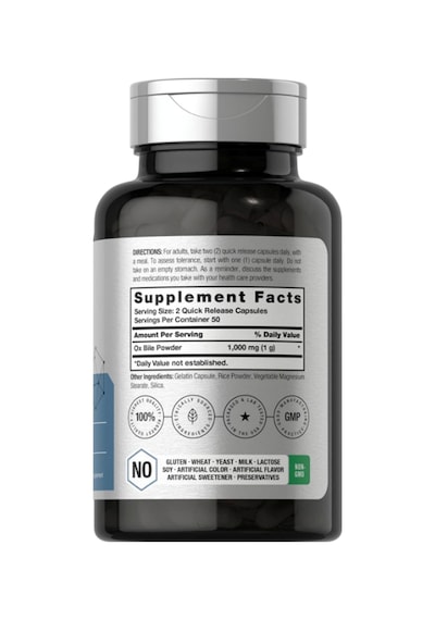 Horbäach Ox Bile 1000 Mg 100 Capsules Digestive Enzymes Non... Aromasız