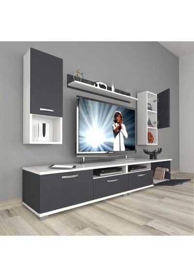 Decoraktiv Eko 5200da Mdf Tv Ünitesi Tv Sehpası Beyaz - Antrasit