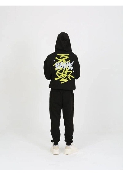 Marions Erkek Çocuk 2 İplik Yazı Detaylı Kapüşonlu Sweatshirt-15232 Siyah