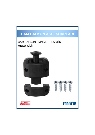 Am Balkon Kilidi Mega Plastik Cam Balkon Emniyet Kilidi Siyah