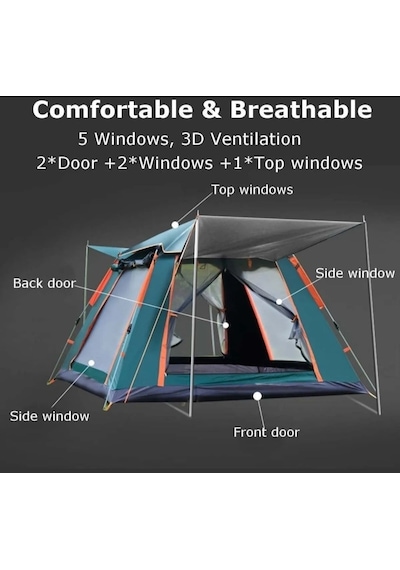 Andoutdoor 8 Kişilik Otomatik Kamp Çadırı Koyu Yeşil