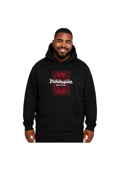 Benroma Kilim Desen Baskılı Büyük Beden Unisex Sweatshırt Siyah