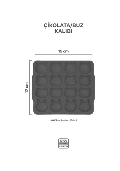 Silikon Çikolata / Buz Kalıbı Platinium Gri