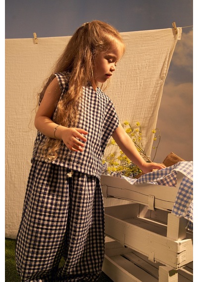 Oh La La Koala Lacivert Daisy Picnic Serisi Balon Pantolonlu İkili Takim