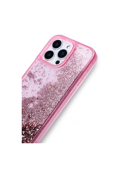 Goocamp Apple iPhone Uyumlu 14 Pro Max Kılıf Sıvılı Simli Şeffaf Arka Yüzey Keto Silikon Kapak - Siyah