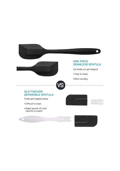 Silikon Spatula Seti 6 Parça - Isıya Dayanıklı Yapışmaz Tek Parça Isıya Dayanıklı Siyah Mutfak Gereçleri Seti Diğer