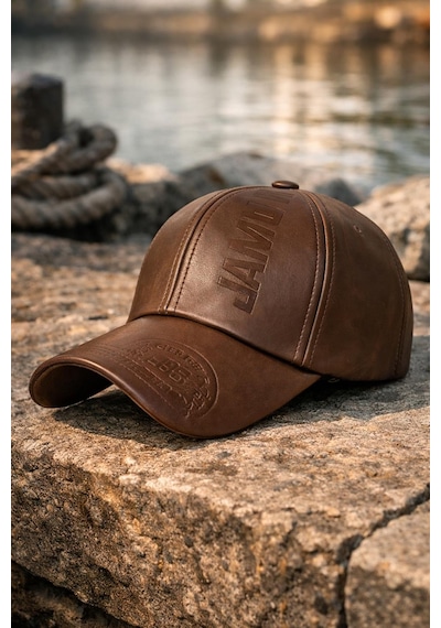 Valkyrie Erkek Açık Kahverengi Deri Şapka Kavisli Siperlikli Ayarlanabilir Spor Günlük Baseball Cap Kahve