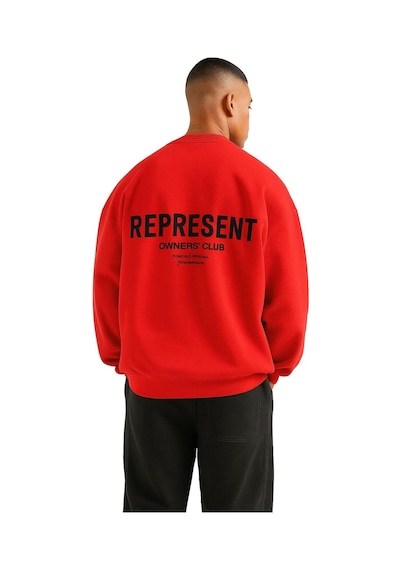 Benroma 3 İplik Penye Represent Baskılı Unisex Sweatshırt Kırmızı