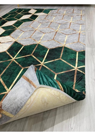 Kadife 4 M2 Ve 6 M2 Seçenekli Lastikli Halı Örtüsü Petek-yeşil Ort367 Diğer