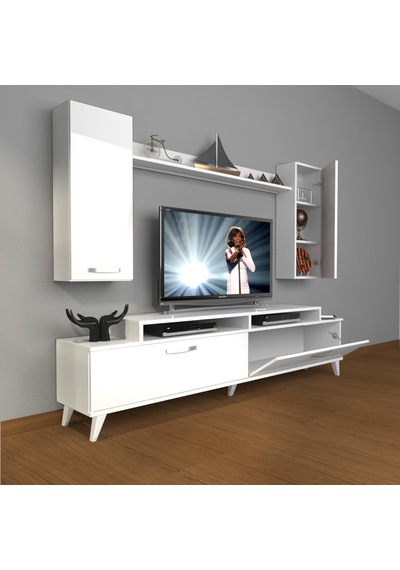 Decoraktiv Ekoflex 7 Slm Retro Tv Ünitesi Tv Sehpası Beyaz