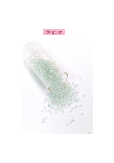 Kesme Cam Boncuk 2mm - 60 Gram - Şeffaf Beyaz - Bnc368
