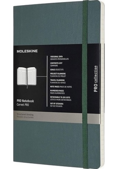 Moleskine Yumuşak Kapak Pro Defter Orman Yeşili Çizgili - 13x21