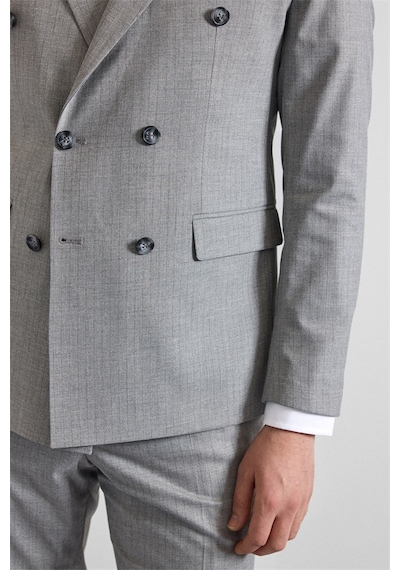 Süvari Gri Slim Kruvaze Yaka 6 Drop Takım Elbise Tk1006900387-s05 Gri