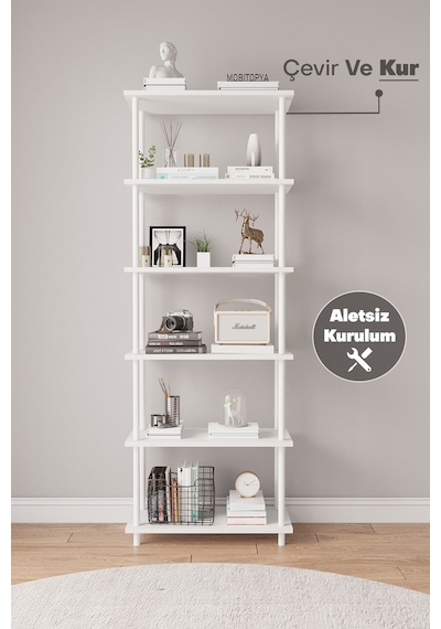 Çevir Kur 65 Cm Beyaz Kitaplık Bd 65 177 29 Cm Beyaz
