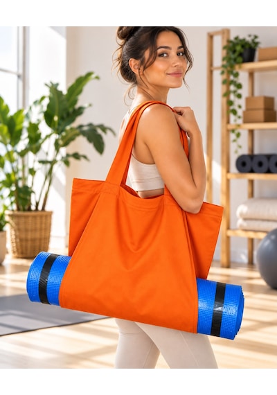Mat Taşıma Çantası Yoga Fitness Silindir Antrenman Çantası - Çantalı Fermuarlı Mat Taşıma Çantası Turuncu
