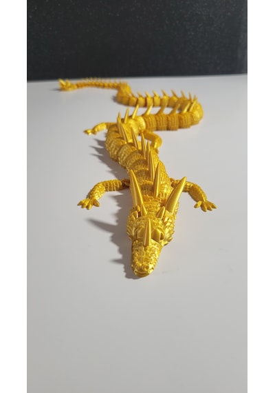 55 Cm Büyük Boy 3d Baskı Altın Ejderha Figürü Eklemli Dragon Biblo Dekoratif