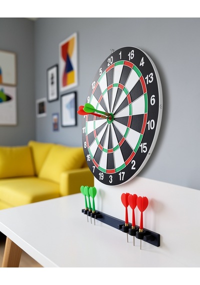 12 İnç Dart Tahtası Ahşap Gövdeli Metal Uçlu Oklar